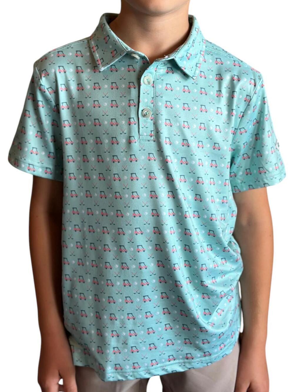 NEW BURLEBO youth boys performance polo shirt in tee time